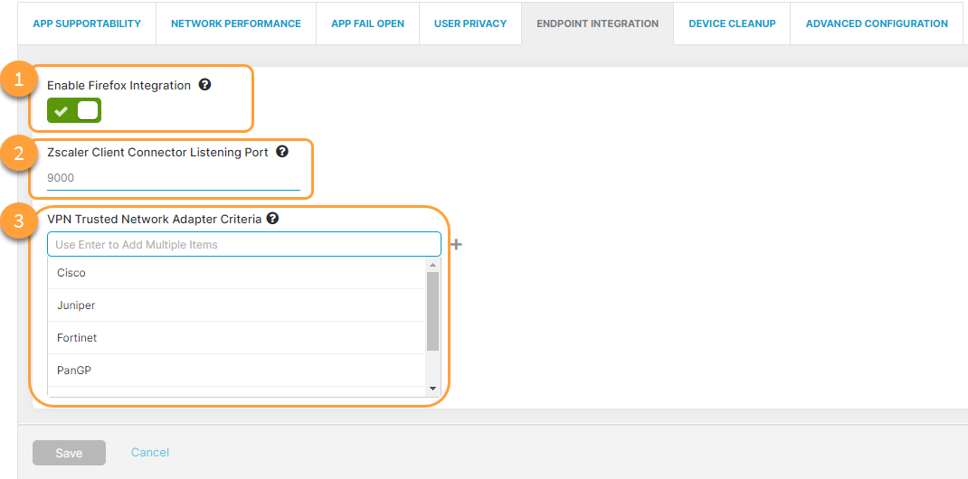 About the Endpoint Integration Page Zscaler