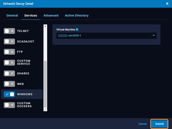 Configuring Services on a Network Decoy Zscaler