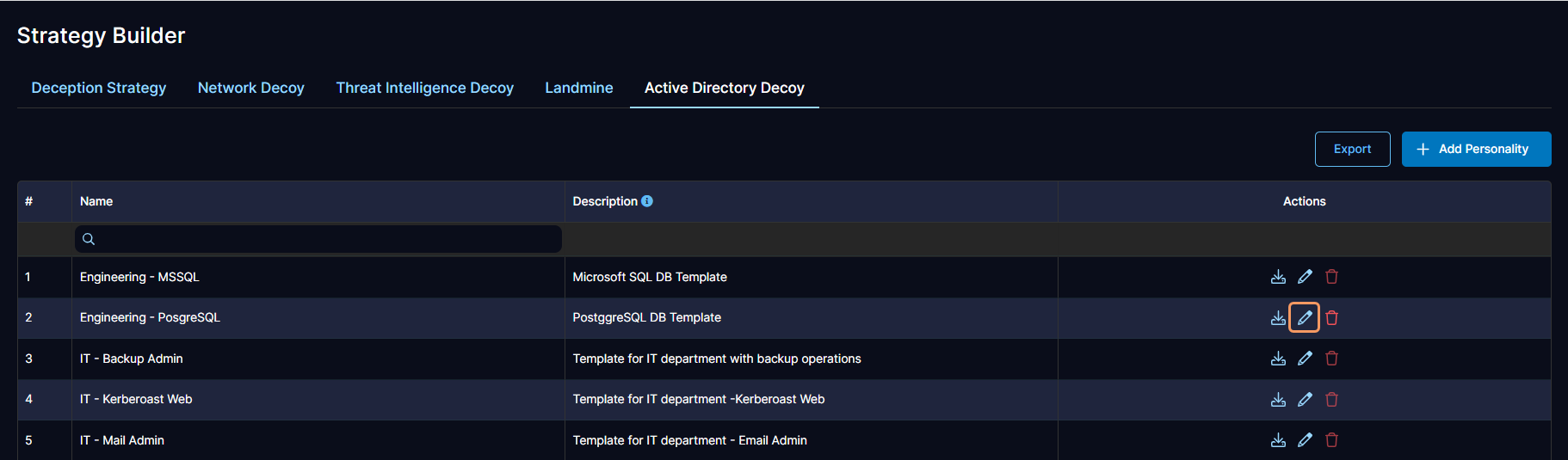 Editing or Deleting an Active Directory Decoy Personality | Zscaler