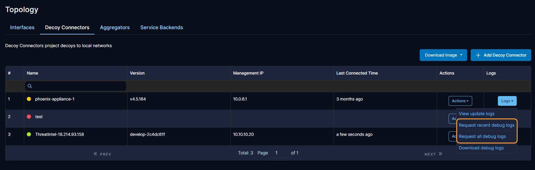 Downloading Decoy Connector Debug Logs | Zscaler