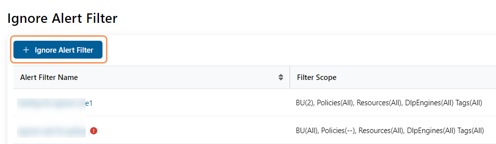 Add Ignore alert filter
