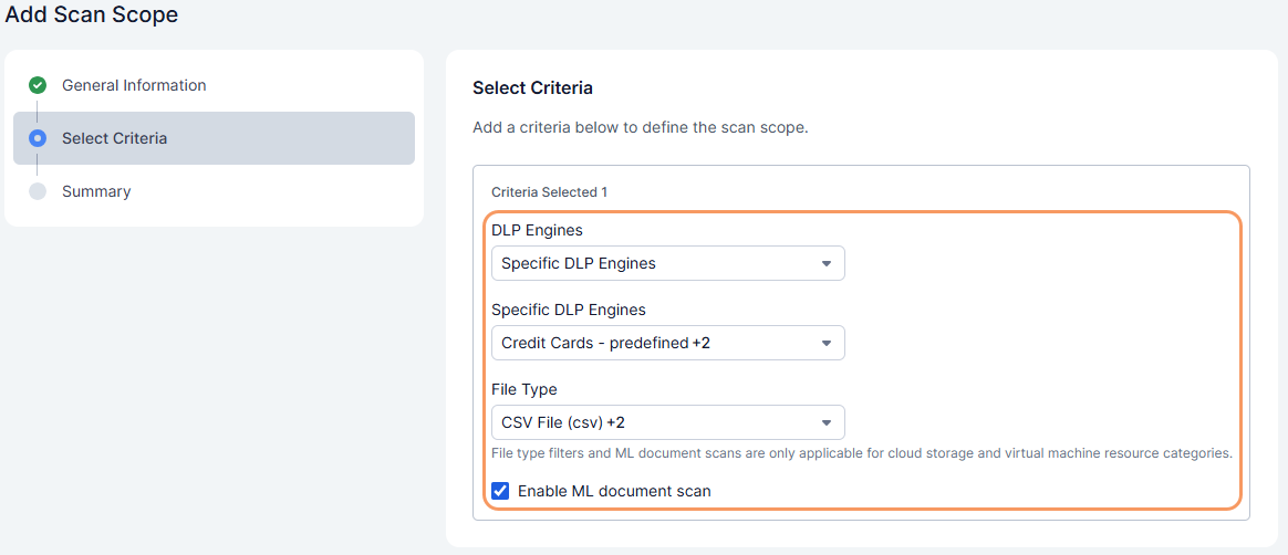 Scan Scope Criteria