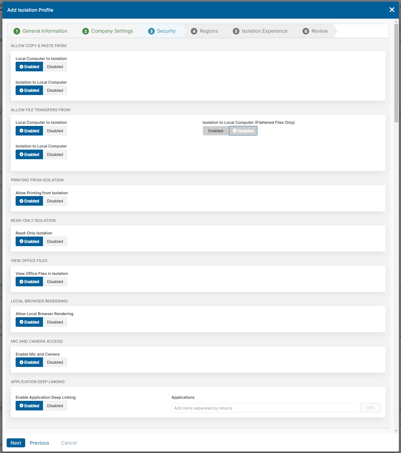 ZIAの分離プロファイルの作成 | Zscaler