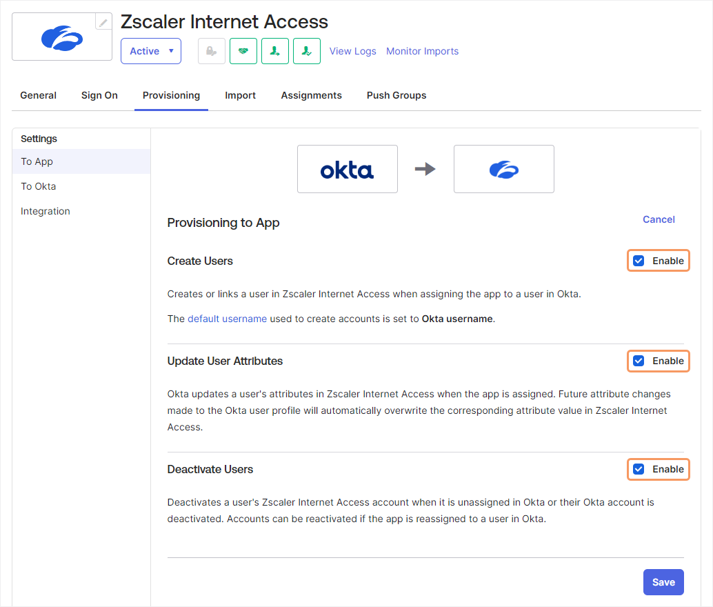 SAML & SCIM Configuration Guide for Okta | Zscaler