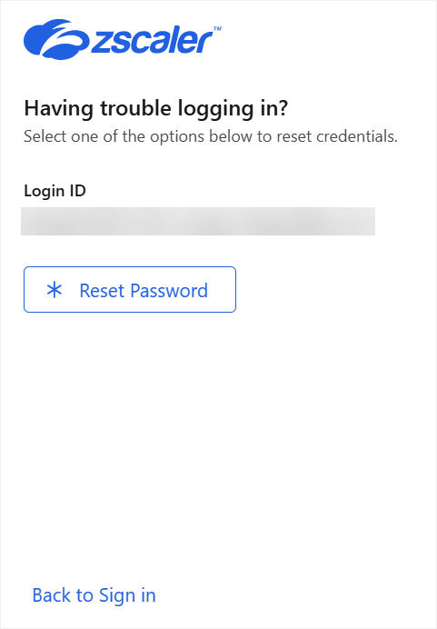 ログイン資格情報またはMFAのリセット | Zscaler