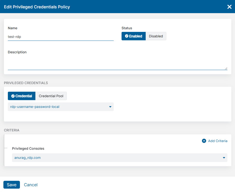 特権認証情報ポリシーの編集 | Zscaler