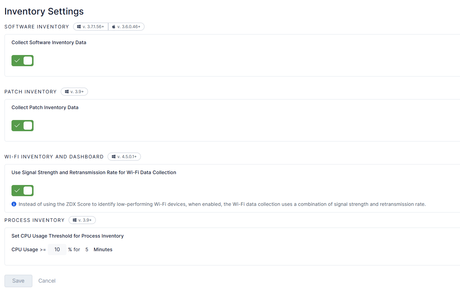 インベントリ設定の構成 | Zscaler
