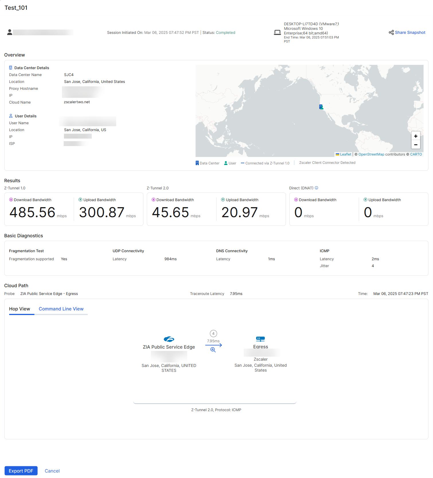 診断セッションの結果の表示 | Zscaler