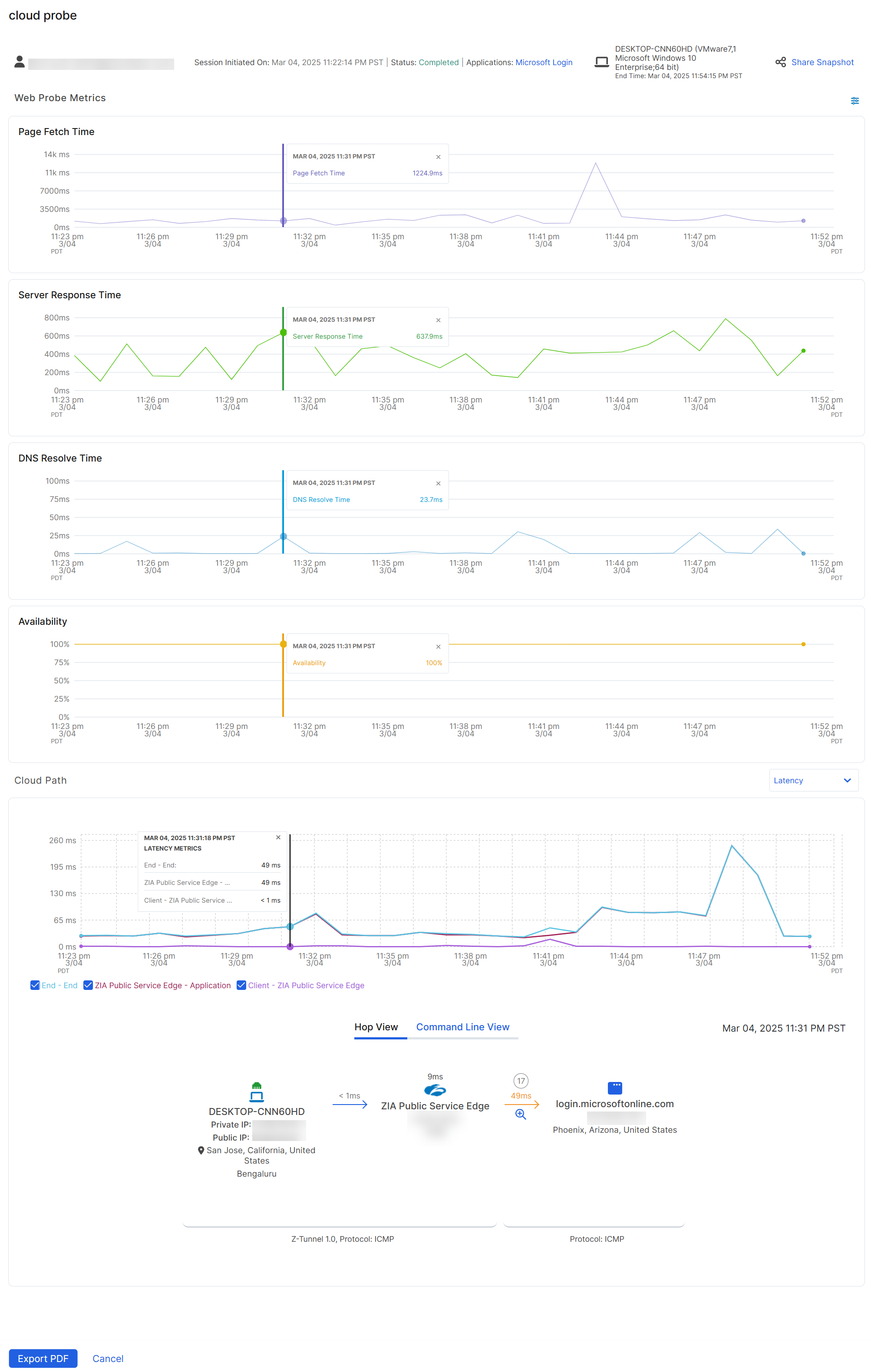 Viewing Diagnostics Session Results | Zscaler
