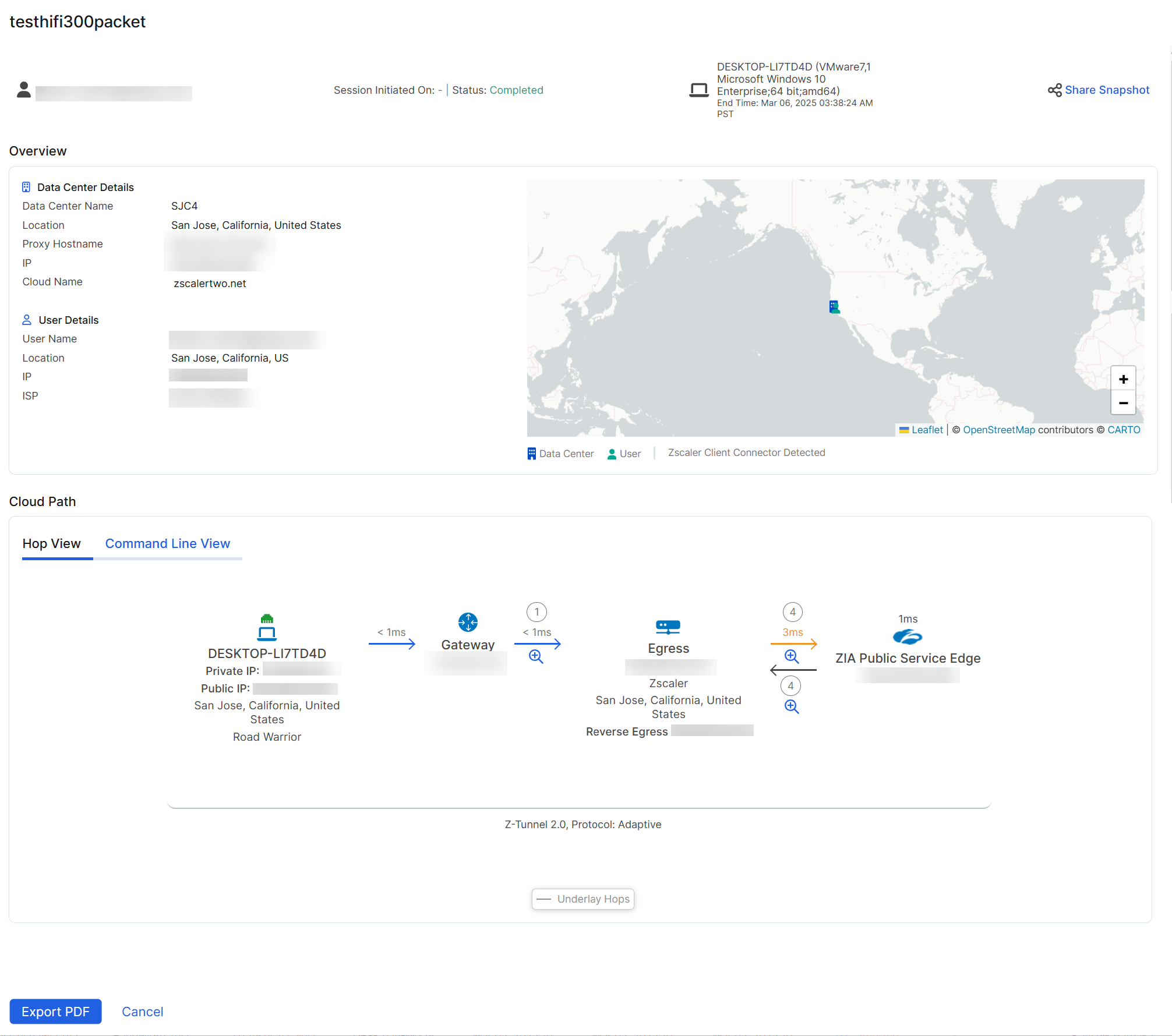 診断セッションの結果の表示 | Zscaler