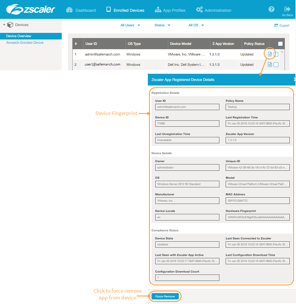 About Enrolled Devices Zscaler