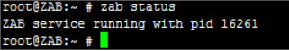 zab status command in the ZAB VM console Screenshot of the zab status command in the ZAB VM console