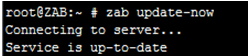 zab update-now command in the ZAB VM console Screenshot of the zab update-now command in the ZAB VM console