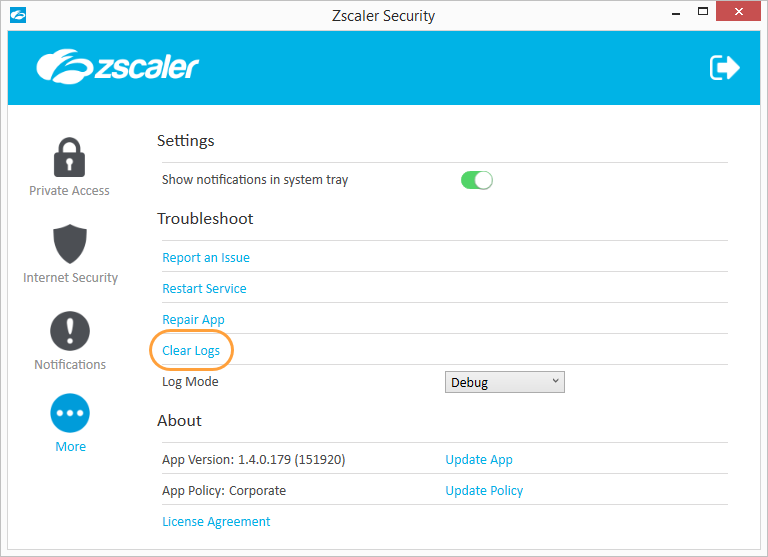 Configuring User Access to Support and Logging for the Zscaler App