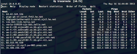Screenshot of traceroute showing healthy latency