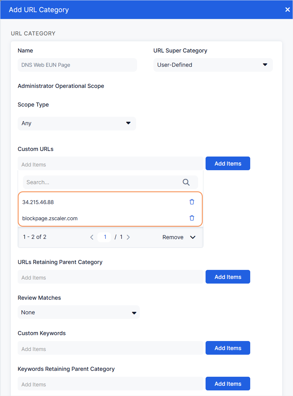 DNS静的Webエンド ユーザー通知 | Zscaler