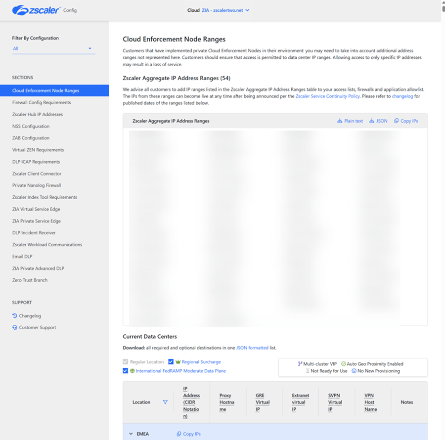 インターネットとSaaS用のPublic Service Edgeの仮想IPアドレスの特定
