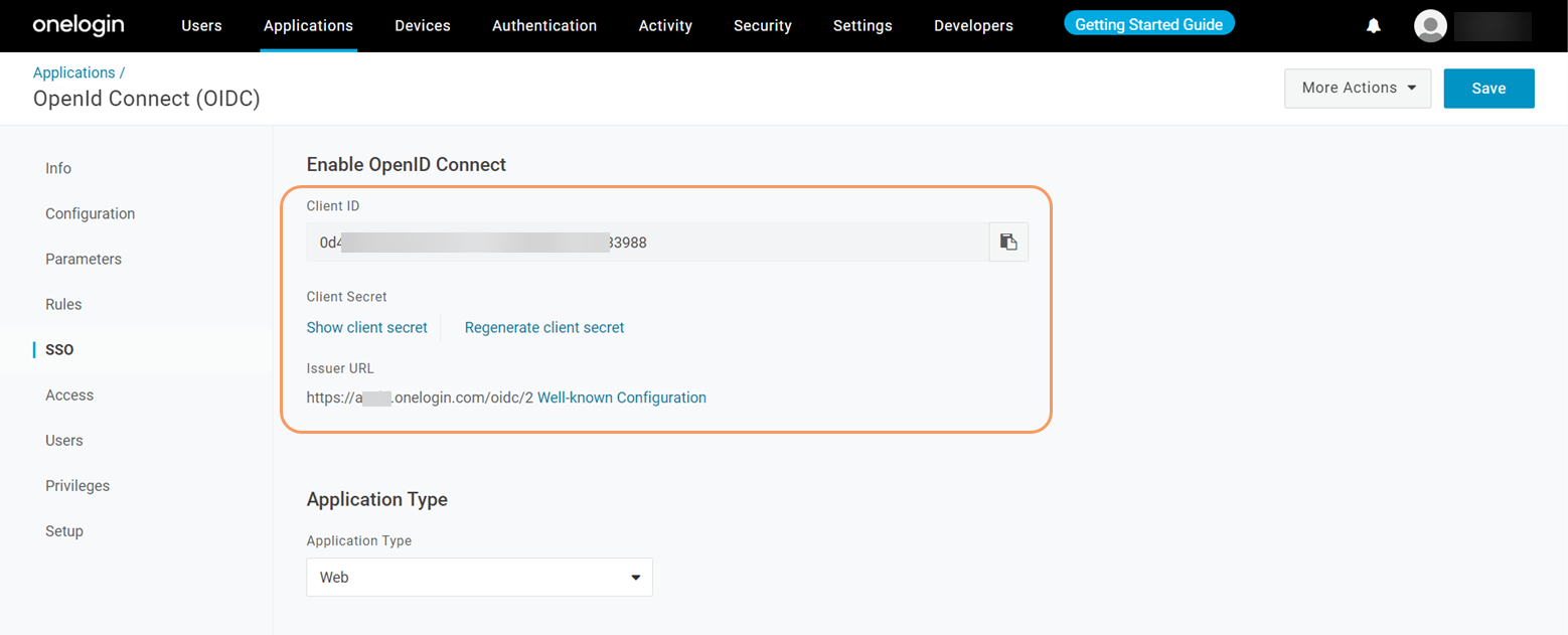 Client Crendentials in OneLogin Portal