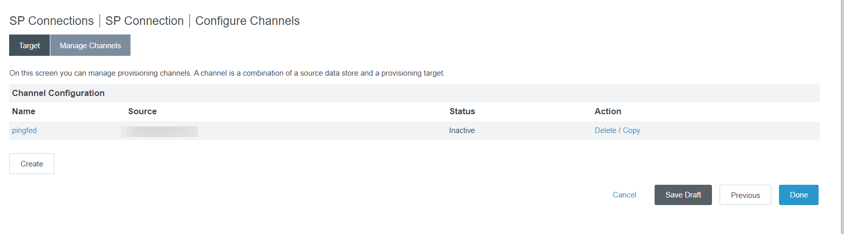 Configure Channels wizard in PingFederate Admin Console