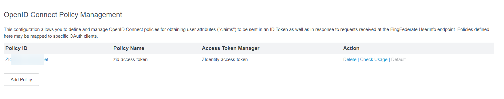 OIDC Policy Management in PingFederate Admin Console