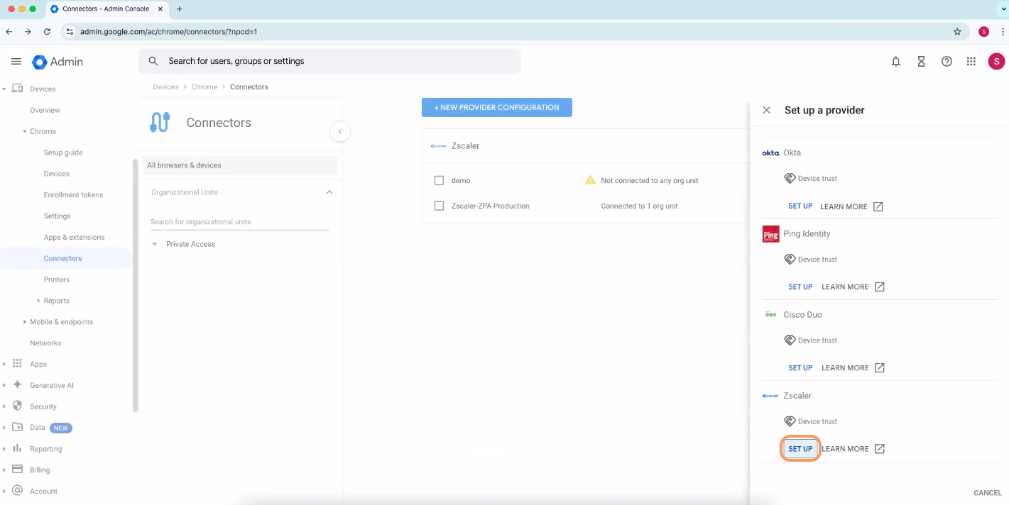 Chrome Enterpriseブラウザー コネクター設定の構成 | Zscaler