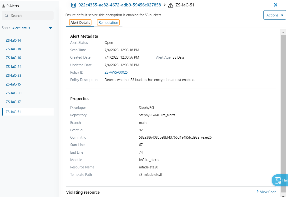 アラートの詳細の表示 | Zscaler