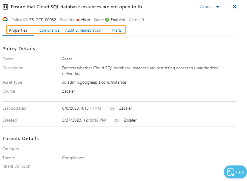 Viewing Security Policy Details | Zscaler