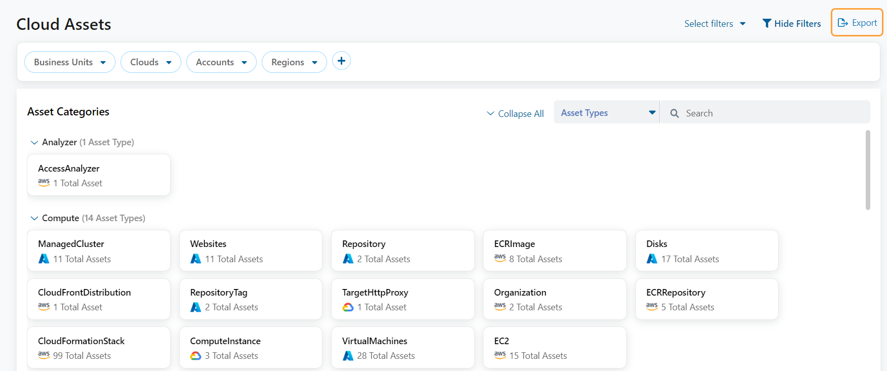 Download cloud assets report