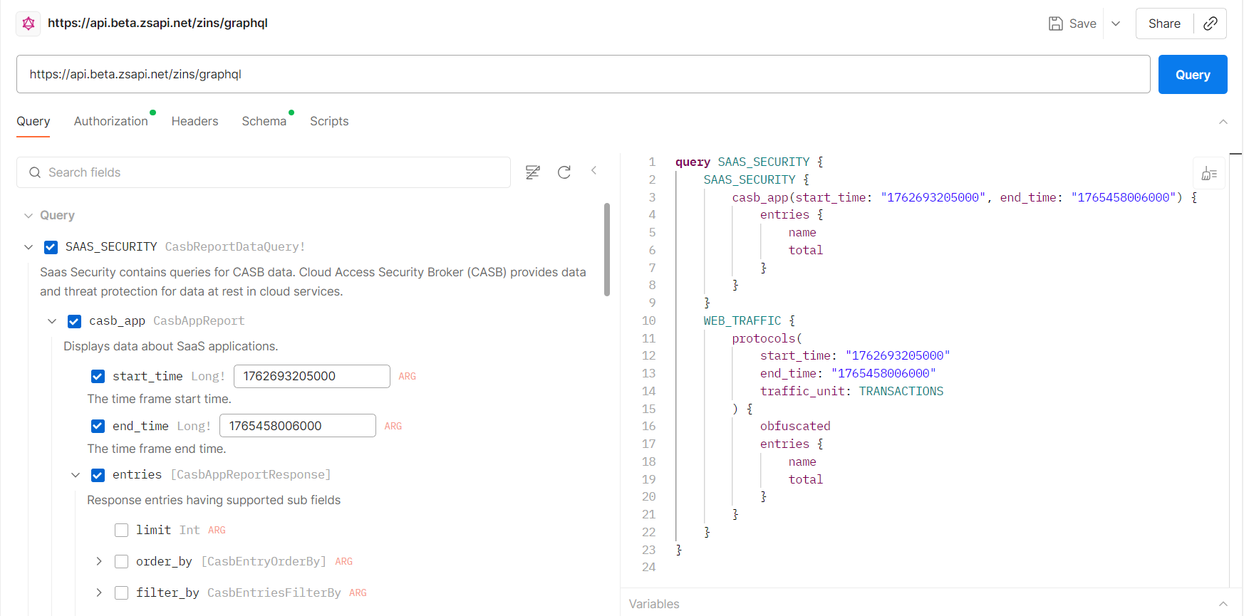 Building GraphQL API query using schema explorer in Postman app
